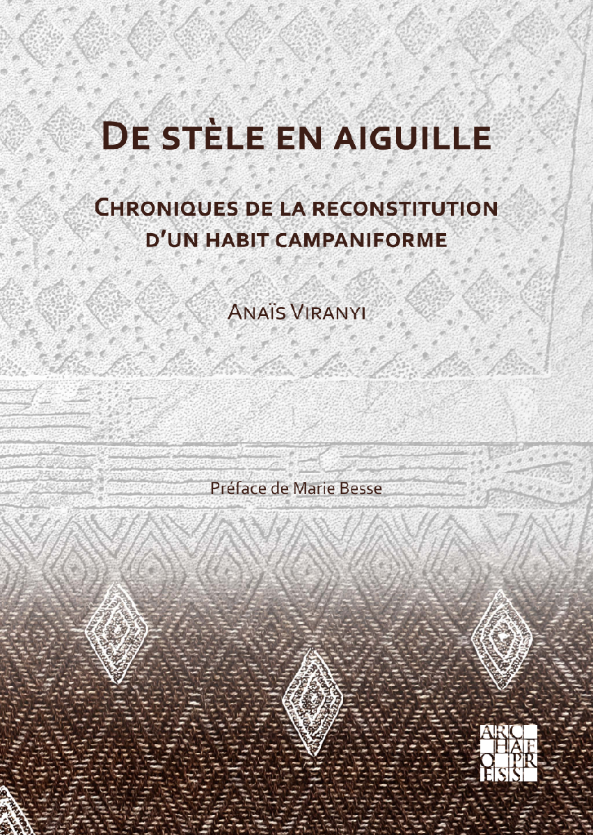 Couverture d'un livre avec une illustration de fond mêlant dessin et textile
